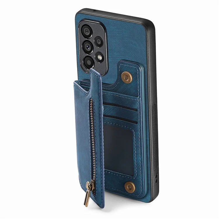 D15 For Samsung Galaxy A53 5G Wallet Case Retro PU+TPU Kickstand Phone Cover