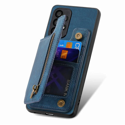 D15 For Samsung Galaxy A53 5G Wallet Case Retro PU+TPU Kickstand Phone Cover