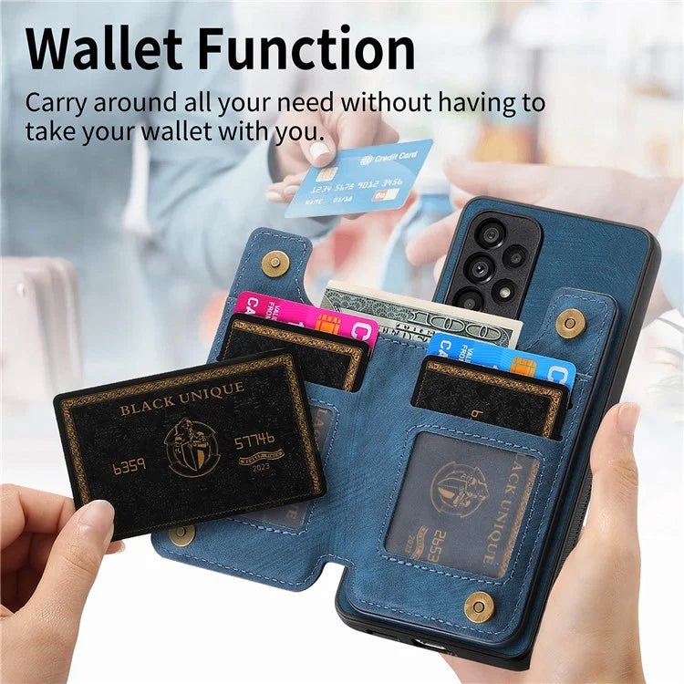 D15 For Samsung Galaxy A53 5G Wallet Case Retro PU+TPU Kickstand Phone Cover