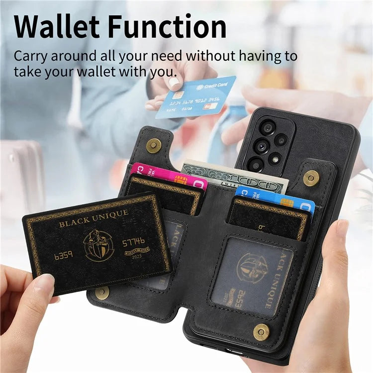 D15 For Samsung Galaxy A53 5G Wallet Case Retro PU+TPU Kickstand Phone Cover