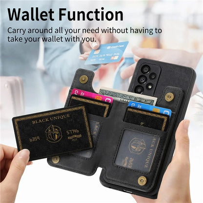 D15 For Samsung Galaxy A53 5G Wallet Case Retro PU+TPU Kickstand Phone Cover