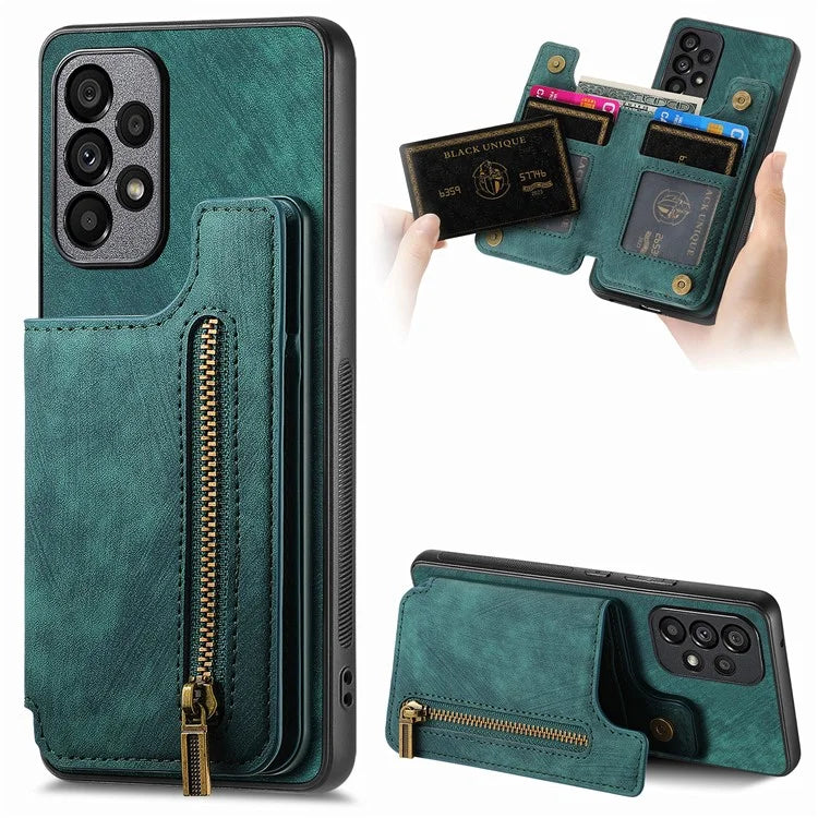 D15 For Samsung Galaxy A53 5G Wallet Case Retro PU+TPU Kickstand Phone Cover