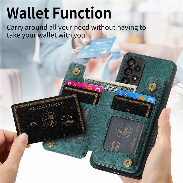 D15 For Samsung Galaxy A53 5G Wallet Case Retro PU+TPU Kickstand Phone Cover