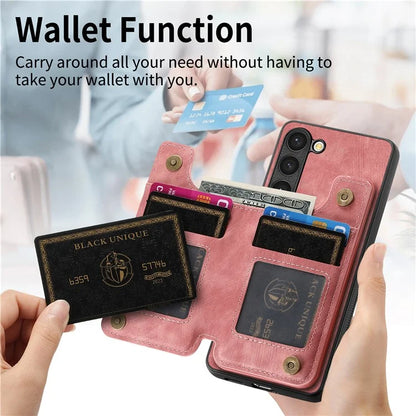 D15 For Samsung Galaxy S23 Kickstand Case Retro PU+TPU Phone Cover with Zipper Wallet