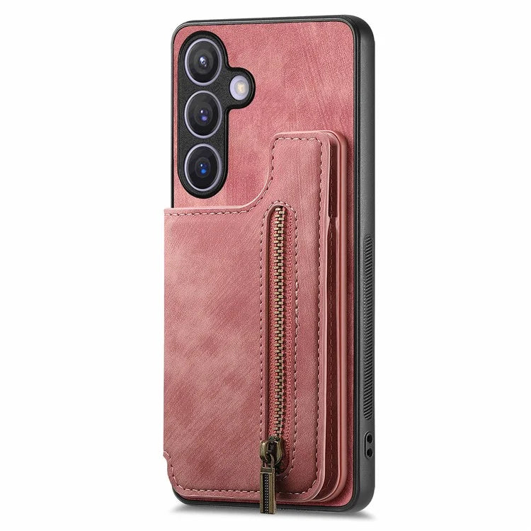 D15 For Samsung Galaxy S23 FE Wallet Case Retro PU+TPU Kickstand Phone Cover