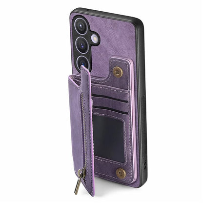 D15 For Samsung Galaxy S23 FE Wallet Case Retro PU+TPU Kickstand Phone Cover