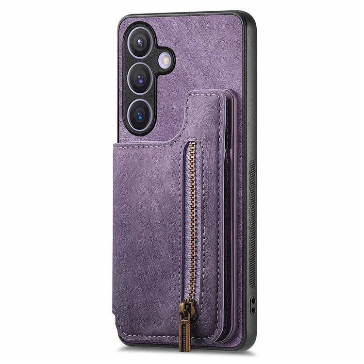 D15 For Samsung Galaxy S23 FE Wallet Case Retro PU+TPU Kickstand Phone Cover