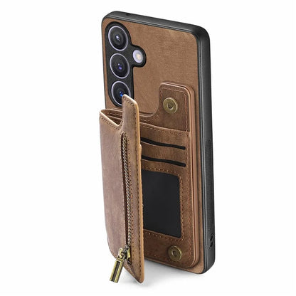 D15 For Samsung Galaxy S23 FE Wallet Case Retro PU+TPU Kickstand Phone Cover