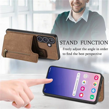 D15 For Samsung Galaxy S23 FE Wallet Case Retro PU+TPU Kickstand Phone Cover