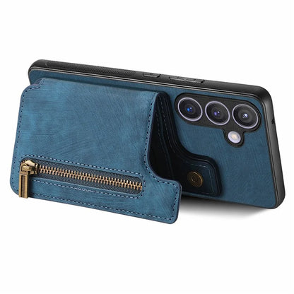 D15 For Samsung Galaxy S23 FE Wallet Case Retro PU+TPU Kickstand Phone Cover