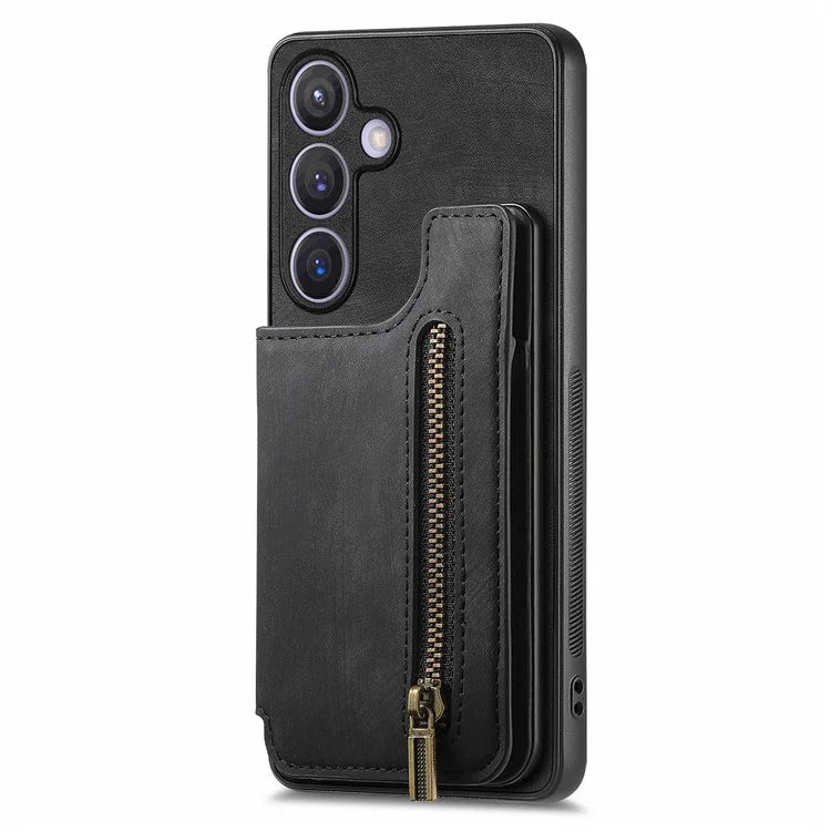 D15 For Samsung Galaxy S23 FE Wallet Case Retro PU+TPU Kickstand Phone Cover