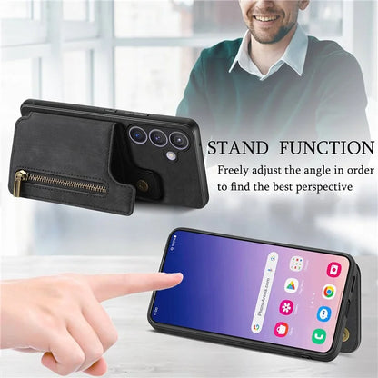 D15 For Samsung Galaxy S23 FE Wallet Case Retro PU+TPU Kickstand Phone Cover