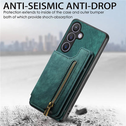 D15 For Samsung Galaxy S23 FE Wallet Case Retro PU+TPU Kickstand Phone Cover