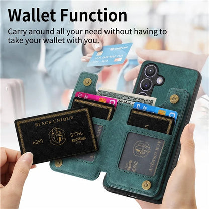D15 For Samsung Galaxy S23 FE Wallet Case Retro PU+TPU Kickstand Phone Cover