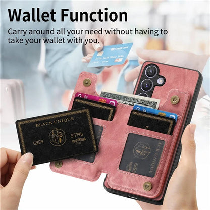 D15 For Samsung Galaxy S24 Wallet Case Retro PU+TPU Anti-scratch Kickstand Phone Shell