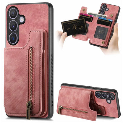 D15 For Samsung Galaxy S24+ Case Retro PU+TPU Kickstand Wallet Phone Shell