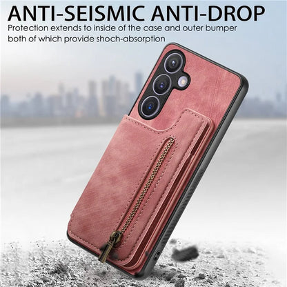D15 For Samsung Galaxy S24+ Case Retro PU+TPU Kickstand Wallet Phone Shell