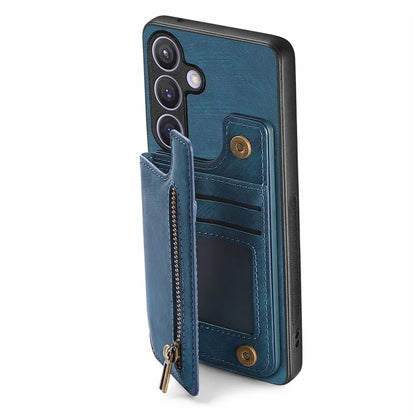 D15 For Samsung Galaxy S24+ Case Retro PU+TPU Kickstand Wallet Phone Shell