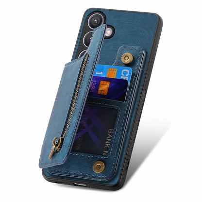 D15 For Samsung Galaxy S24+ Case Retro PU+TPU Kickstand Wallet Phone Shell