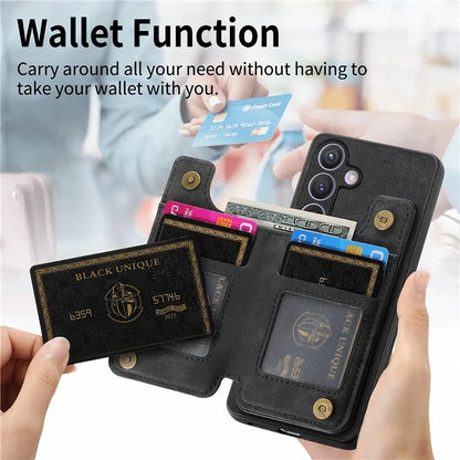 D15 For Samsung Galaxy S24+ Case Retro PU+TPU Kickstand Wallet Phone Shell