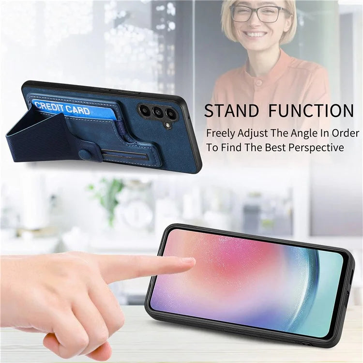D13 For Samsung Galaxy A05s 4G Case Retro PU+TPU K-shaped Slide  Kickstand Phone Shell with Card Slot