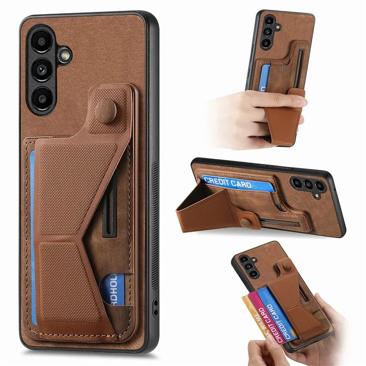 D13 For Samsung Galaxy A05s 4G Case Retro PU+TPU K-shaped Slide  Kickstand Phone Shell with Card Slot