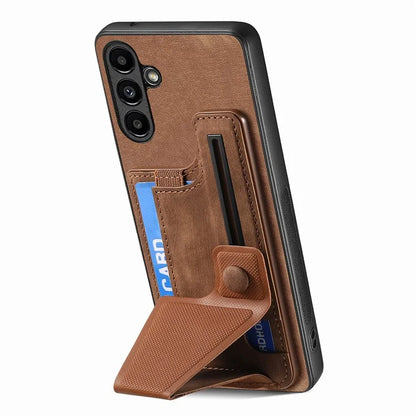 D13 For Samsung Galaxy A05s 4G Case Retro PU+TPU K-shaped Slide  Kickstand Phone Shell with Card Slot