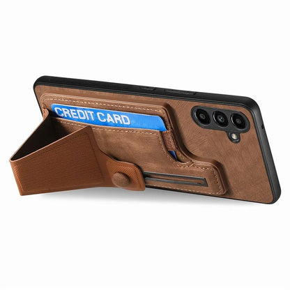 D13 For Samsung Galaxy A05s 4G Case Retro PU+TPU K-shaped Slide  Kickstand Phone Shell with Card Slot