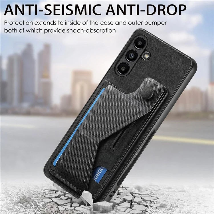 D13 For Samsung Galaxy A05s 4G Case Retro PU+TPU K-shaped Slide  Kickstand Phone Shell with Card Slot