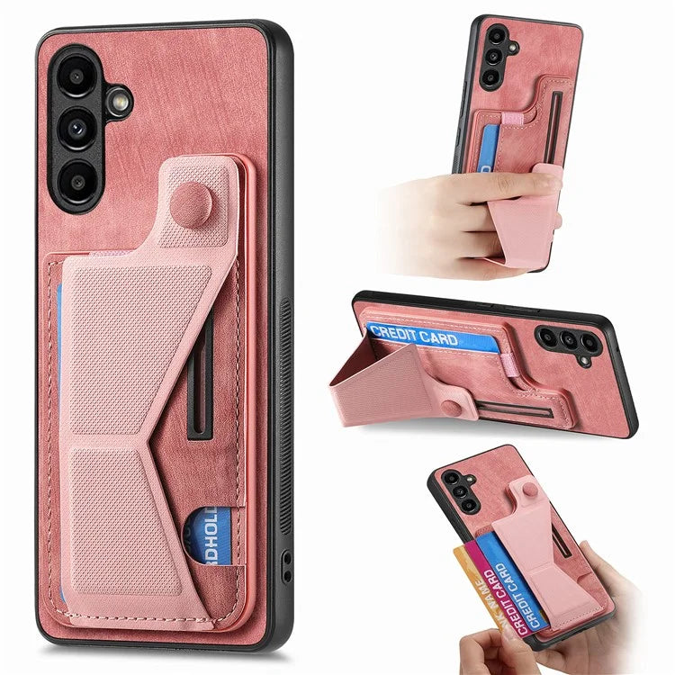 D13 For Samsung Galaxy A05s 4G Case Retro PU+TPU K-shaped Slide  Kickstand Phone Shell with Card Slot