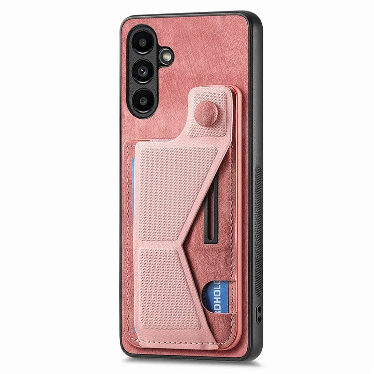 D13 For Samsung Galaxy A05s 4G Case Retro PU+TPU K-shaped Slide  Kickstand Phone Shell with Card Slot