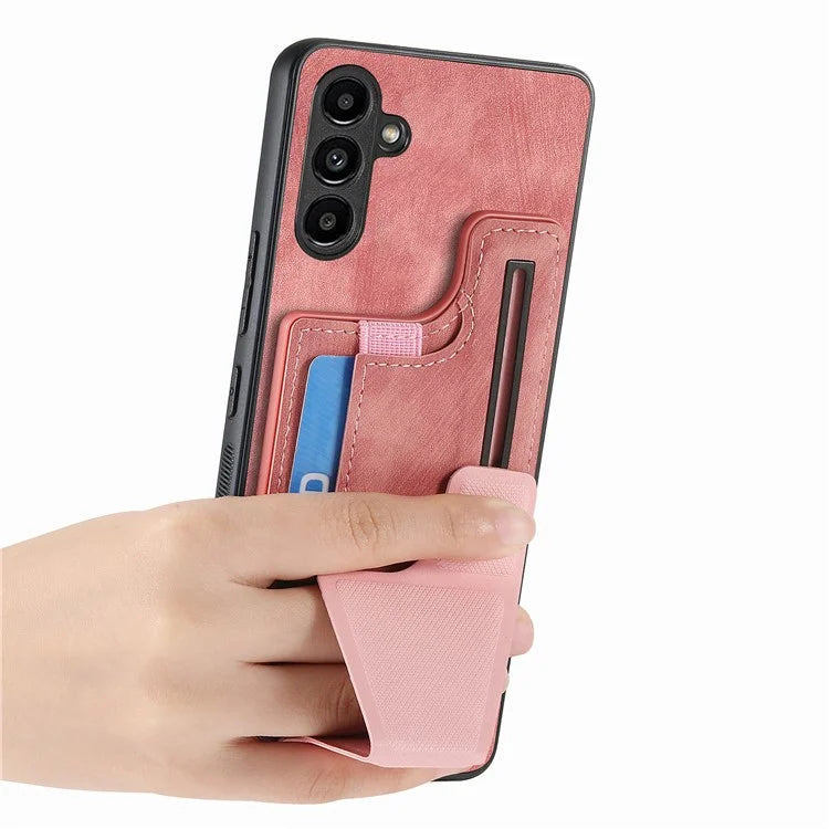 D13 For Samsung Galaxy A05s 4G Case Retro PU+TPU K-shaped Slide  Kickstand Phone Shell with Card Slot