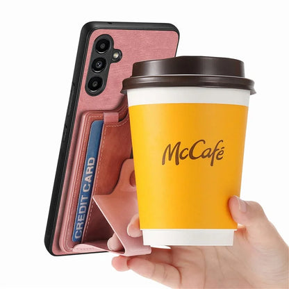D13 For Samsung Galaxy A05s 4G Case Retro PU+TPU K-shaped Slide  Kickstand Phone Shell with Card Slot