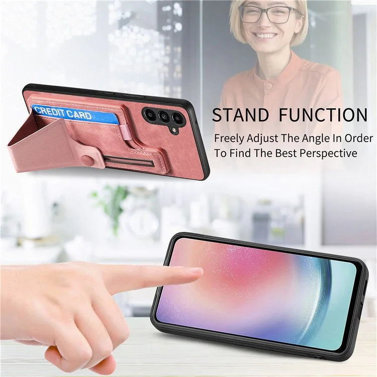 D13 For Samsung Galaxy A05s 4G Case Retro PU+TPU K-shaped Slide  Kickstand Phone Shell with Card Slot
