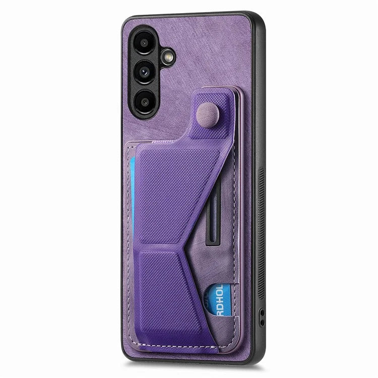 D13 For Samsung Galaxy A05s 4G Case Retro PU+TPU K-shaped Slide  Kickstand Phone Shell with Card Slot