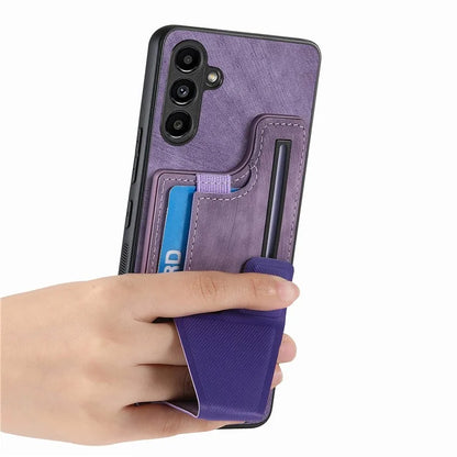 D13 For Samsung Galaxy A05s 4G Case Retro PU+TPU K-shaped Slide  Kickstand Phone Shell with Card Slot