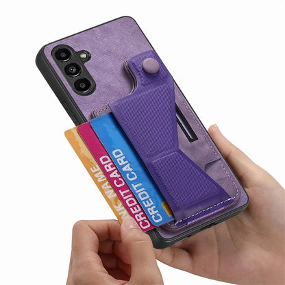 D13 For Samsung Galaxy A05s 4G Case Retro PU+TPU K-shaped Slide  Kickstand Phone Shell with Card Slot