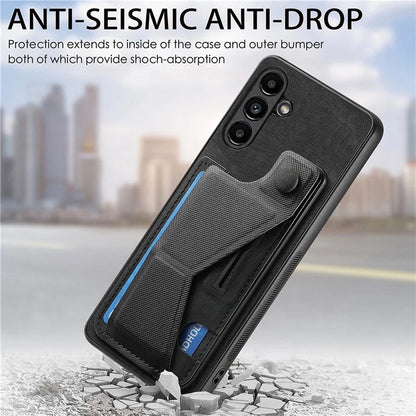 D13 For Samsung Galaxy A05s 4G Case Retro PU+TPU K-shaped Slide  Kickstand Phone Shell with Card Slot
