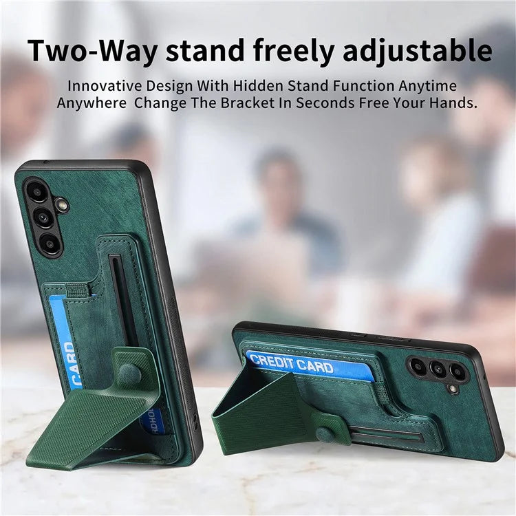 D13 For Samsung Galaxy A05s 4G Case Retro PU+TPU K-shaped Slide  Kickstand Phone Shell with Card Slot