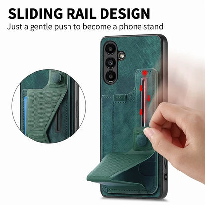 D13 For Samsung Galaxy A05s 4G Case Retro PU+TPU K-shaped Slide  Kickstand Phone Shell with Card Slot