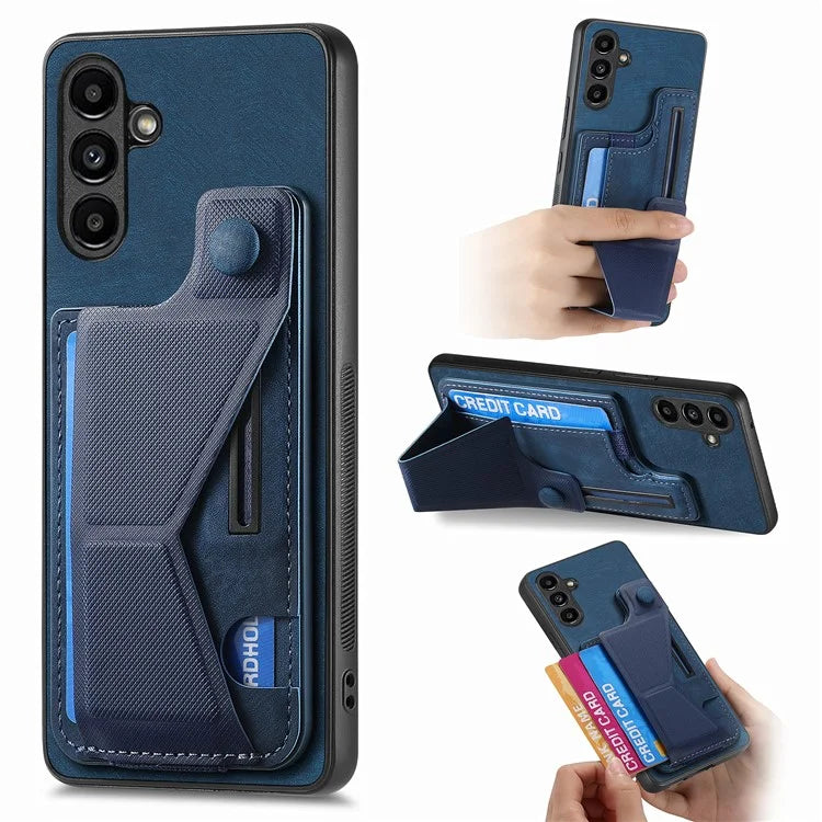 D13 For Samsung Galaxy A25 5G (Global) (161.0 x 76.5 x 8.3mm) Case Retro PU+TPU Kickstand Phone Shell with Card Slot