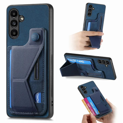 D13 For Samsung Galaxy A25 5G (Global) (161.0 x 76.5 x 8.3mm) Case Retro PU+TPU Kickstand Phone Shell with Card Slot