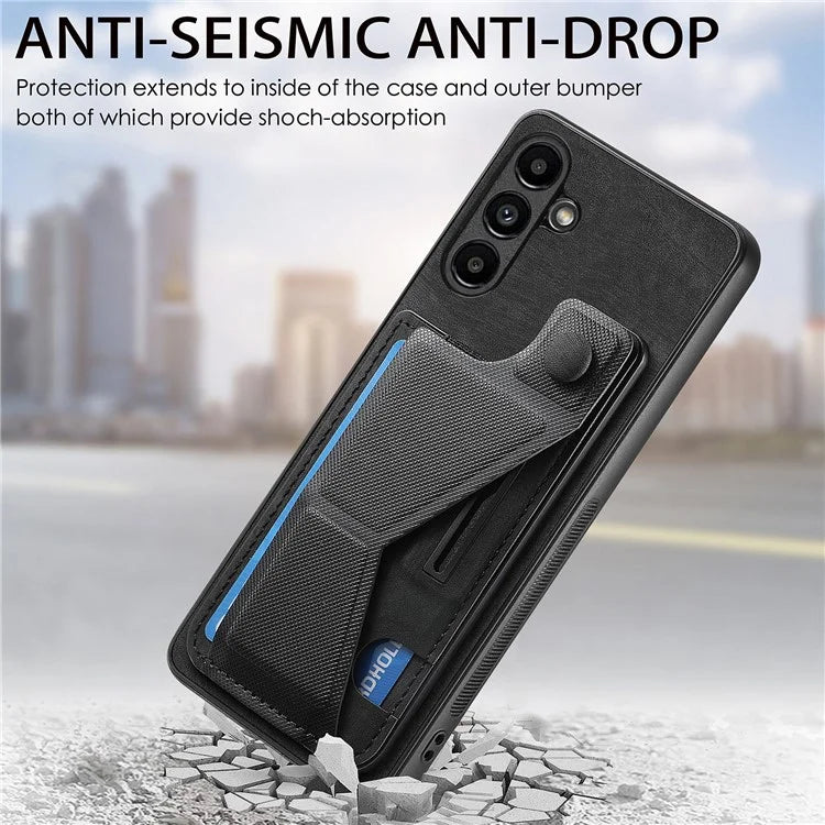 D13 For Samsung Galaxy A25 5G (Global) (161.0 x 76.5 x 8.3mm) Case Retro PU+TPU Kickstand Phone Shell with Card Slot