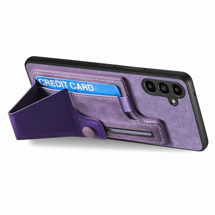 D13 For Samsung Galaxy A25 5G (Global) (161.0 x 76.5 x 8.3mm) Case Retro PU+TPU Kickstand Phone Shell with Card Slot