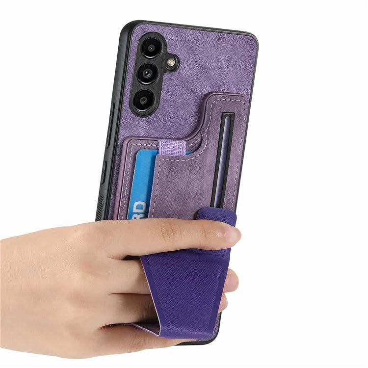 D13 For Samsung Galaxy A25 5G (Global) (161.0 x 76.5 x 8.3mm) Case Retro PU+TPU Kickstand Phone Shell with Card Slot