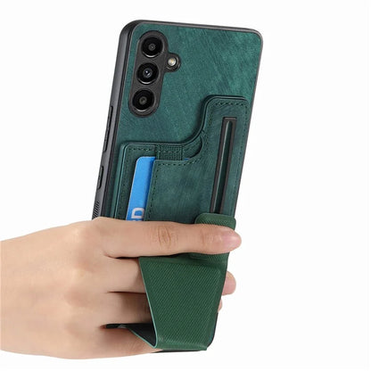 D13 For Samsung Galaxy A25 5G (Global) (161.0 x 76.5 x 8.3mm) Case Retro PU+TPU Kickstand Phone Shell with Card Slot