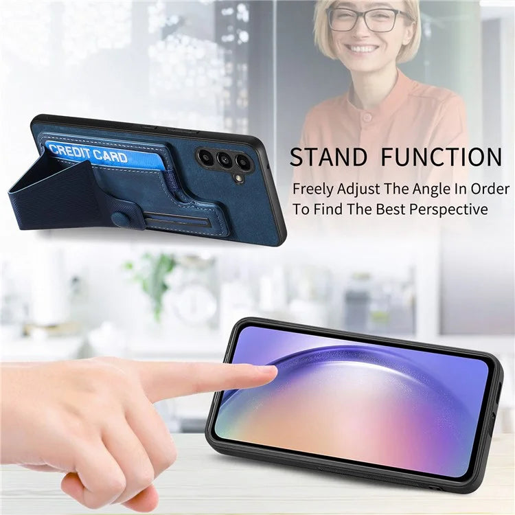 D13 For Samsung Galaxy A24 4G (162.1 x 77.6 x 8.3mm) Retro Case with K-shaped Slide Kickstand+Card Slot