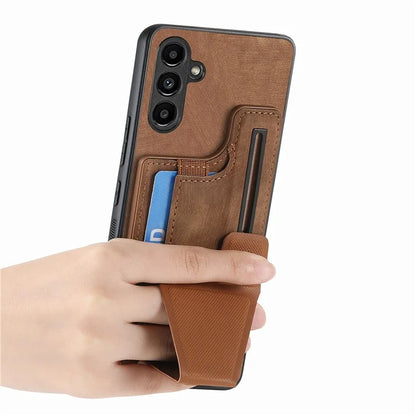 D13 For Samsung Galaxy A24 4G (162.1 x 77.6 x 8.3mm) Retro Case with K-shaped Slide Kickstand+Card Slot