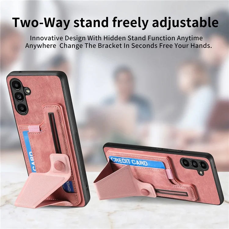 D13 For Samsung Galaxy A24 4G (162.1 x 77.6 x 8.3mm) Retro Case with K-shaped Slide Kickstand+Card Slot