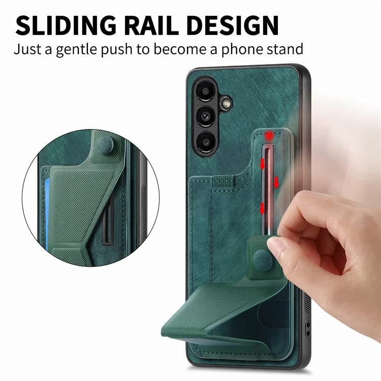 D13 For Samsung Galaxy A24 4G (162.1 x 77.6 x 8.3mm) Retro Case with K-shaped Slide Kickstand+Card Slot